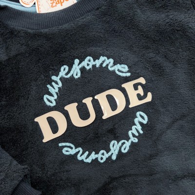 Conj. Casaco Dude e Calça em Malha Wafle - Marinho e Azul Jeans